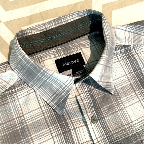 Marmot - Grey/White - Mediums - SS Button Down Shirt - Picture 2 of 4